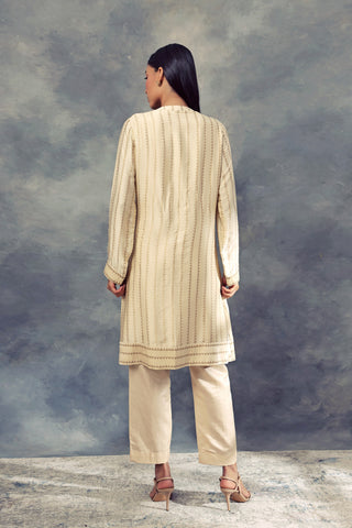 Bhumika Sharma-Ivory Nukta Print Kurta & Pants Set-INDIASPOPUP.COM