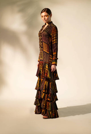 Nikita Mhaisalkar-Multicolour Printed Tiered Maxi Dress-INDIASPOPUP.COM