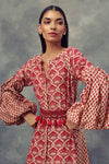 Bhumika Sharma-Red Printed Puff Sleeves Dress-INDIASPOPUP.COM