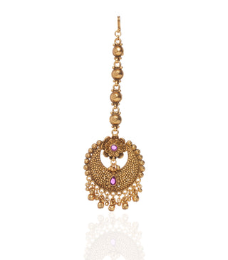 Preeti Mohan-Gold Plated Temple Choker Necklace Set-INDIASPOPUP.COM