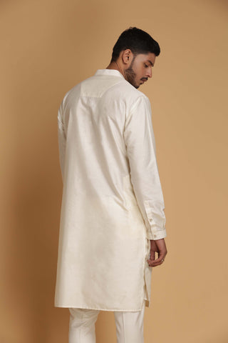 Chatenya Mittal-Ivory Mirror Work Kurta With Pant-INDIASPOPUP.COM