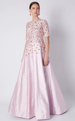 Pink Peacock Couture-Lilac Sequins Embroidered Gown-INDIASPOPUP.COM