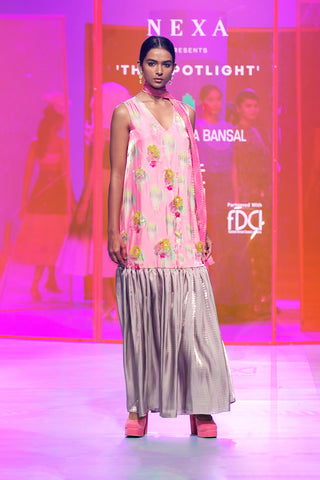 Siddhartha Bansal-Pink Embellished Flounce Dress-INDIASPOPUP.COM