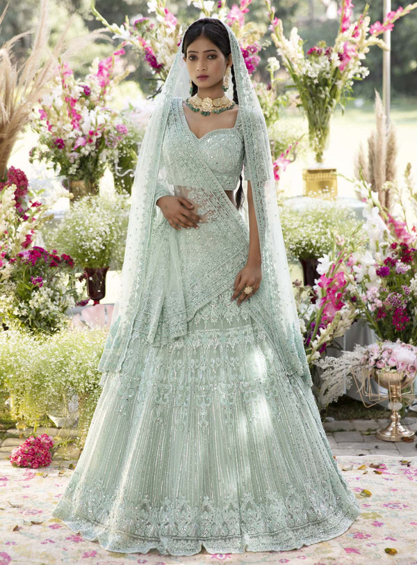 Green wedding outlet lehenga