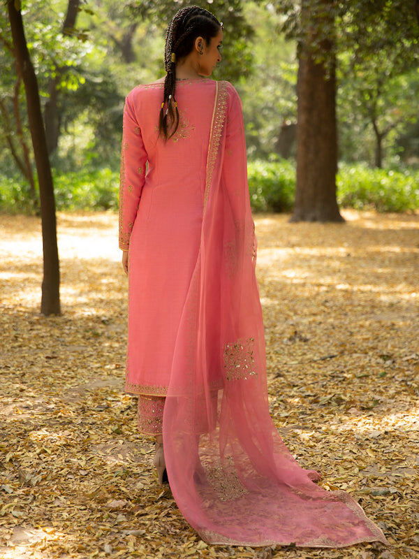 Megha & Jigar-Pink Embroidered Kurta Set-INDIASPOPUP.COM