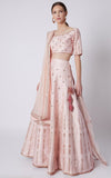 Pink Peacock Couture-Pink Floral Embroidered Lehenga Set-INDIASPOPUP.COM