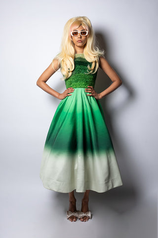Siddhartha Bansal-Parrot Green Embellished Dress-INDIASPOPUP.COM