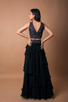 K-Anshika-Black Multiple Layer Skirt & Crop Top-INDIASPOPUP.COM