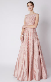 Pink Peacock Couture-Rose Pink Embroidered Gown-INDIASPOPUP.COM
