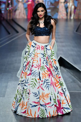 Mahima Mahajan-Floral Heavy Skirt With Sequin Blouse-INDIASPOPUP.COM
