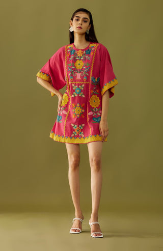 Chandrima | Fuchsia Applique Short Dress | INDIASPOPUP.COM Chandrima | Fuchsia Applique Short Dress | INDIASPOPUP.COM