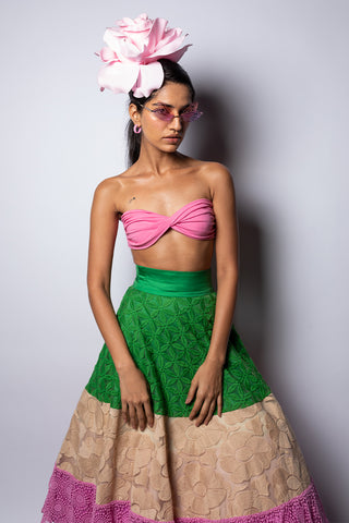 Siddhartha Bansal-Multicolor A-Line Skirt And Bustier-INDIASPOPUP.COM