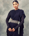 Bhumika Sharma-Black Ruffle Saree With Draped Blouse-INDIASPOPUP.COM