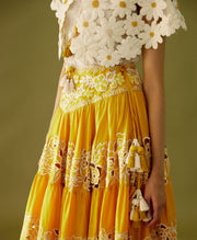 Chandrima-Yellow Embroidered Cutwork Skirt-INDIASPOPUP.COM