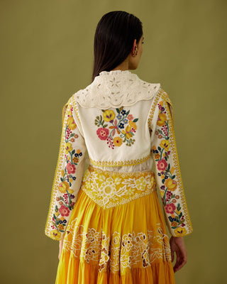 Chandrima-Ivory Beadwork Bolero Jacket-INDIASPOPUP.COM