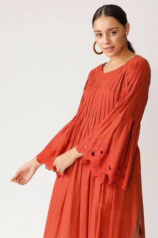 Payal Pratap-Red Pleated Tunic And Trousers-INDIASPOPUP.COM