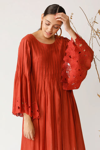 Payal Pratap-Red Pleated Tunic And Trousers-INDIASPOPUP.COM