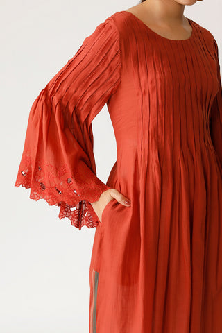 Payal Pratap-Red Pleated Tunic And Trousers-INDIASPOPUP.COM