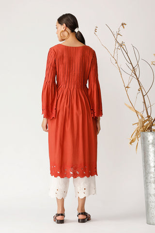 Payal Pratap-Red Pleated Tunic And Trousers-INDIASPOPUP.COM