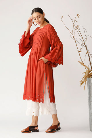 Payal Pratap-Red Pleated Tunic And Trousers-INDIASPOPUP.COM