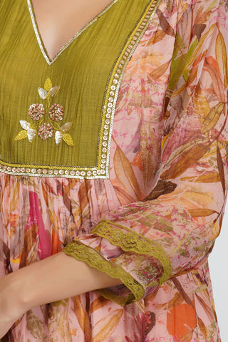 Devyani Mehrotra-Pink Sequin Flower Tunic Set-INDIASPOPUP.COM
