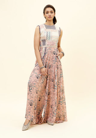 Sva By Sonam And Paras Modi-Pink Patchwork Jumpsuit-INDIASPOPUP.COM