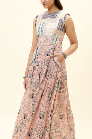 Sva By Sonam And Paras Modi-Pink Patchwork Jumpsuit-INDIASPOPUP.COM