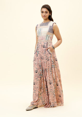 Sva By Sonam And Paras Modi-Pink Patchwork Jumpsuit-INDIASPOPUP.COM