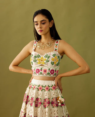 Chandrima-Ivory Embroidered Bustier-INDIASPOPUP.COM