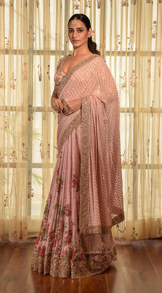 Dolly J-Paynes Pink Kamdani Chiffon Saree-INDIASPOPUP.COM