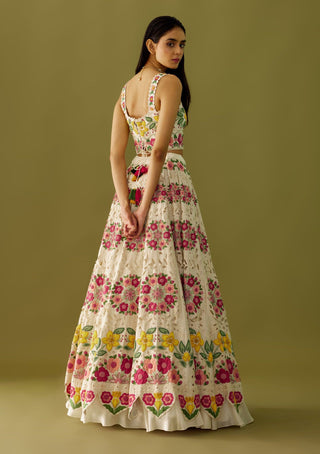 Chandrima-Ivory Embroidered And Applique Lehenga-INDIASPOPUP.COM