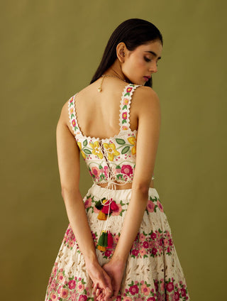 Chandrima-Ivory Embroidered Bustier-INDIASPOPUP.COM