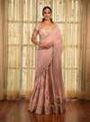 Pink Rose Chiffon Kalidar Sari And Blouse