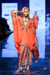Rajdeep Ranawat-Coral Draped Tunic Dress With Skirt-INDIASPOPUP.COM