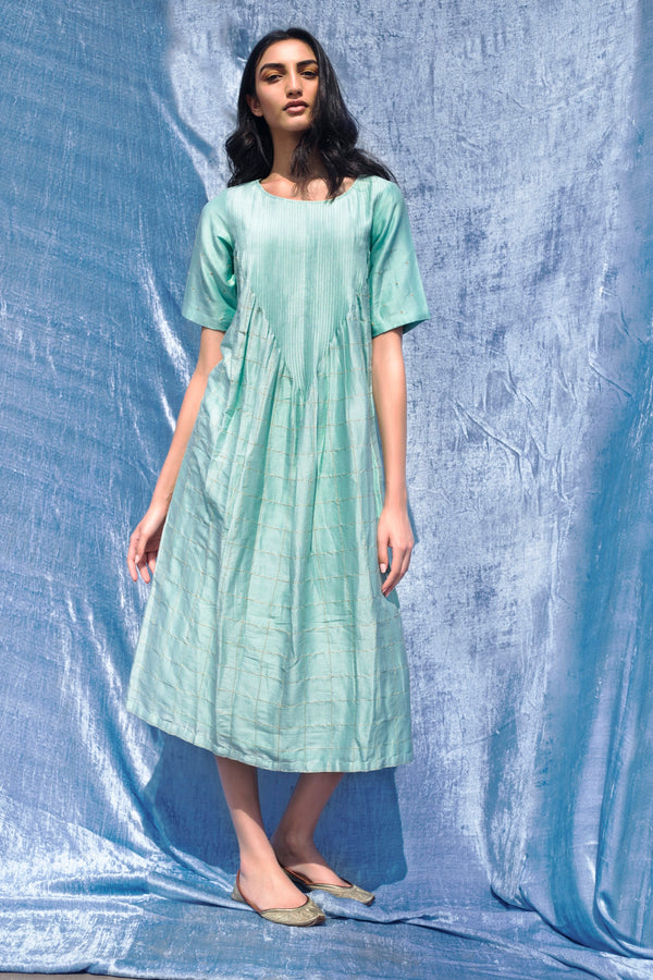 Label Earthen - Aqua Green Dress - INDIASPOPUP.COM