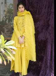 Label Earthen - Yellow Kurta & Palazzo - INDIASPOPUP.COM