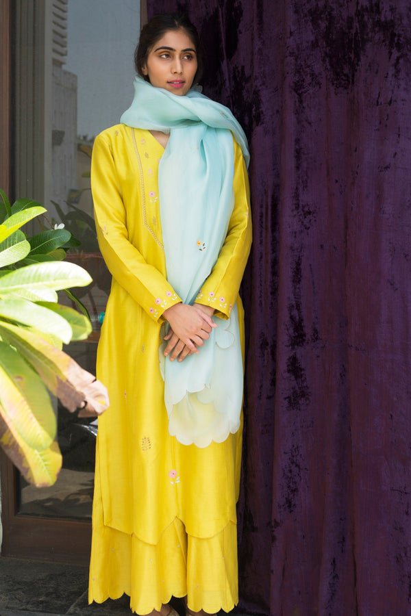 Label Earthen - Yellow Kurta & Palazzo - INDIASPOPUP.COM