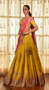 Dolly J-Yellow Peri Wrinkle Lehenga Set With Tilla Border-INDIASPOPUP.COM