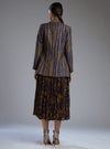 Koai-Mustard & Blue Dabu Print Blazer-INDIASPOPUP.COM