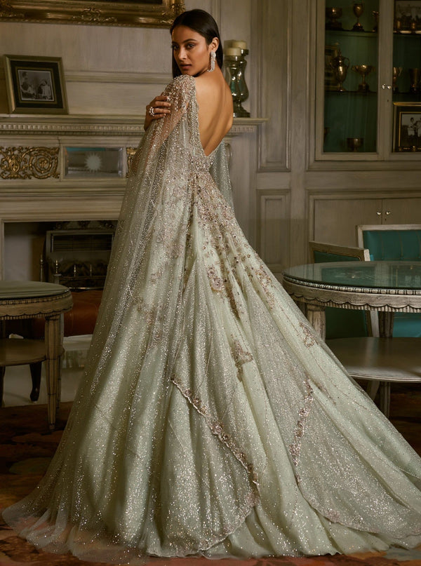 Dolly J-Aqua Mist Green Aphra Gown-INDIASPOPUP.COM