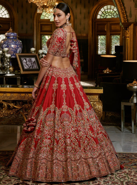 Dolly J-Maroon Naima Raw Silk Lehenga Set-INDIASPOPUP.COM