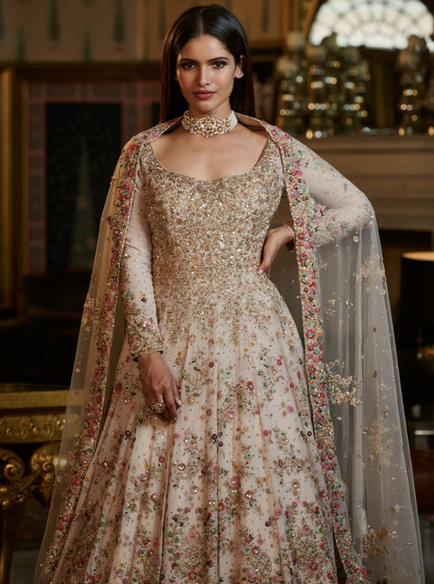 Dolly J-Ivory Swahili Chiffon Kalidaar Set-INDIASPOPUP.COM