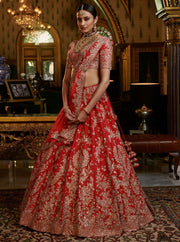 Dolly J-Red Shahana Raw Silk Lehenga Set-INDIASPOPUP.COM