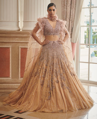 Dolly J-Elaine Blush Pink Ombre Bridal Lehenga Set-INDIASPOPUP.COM