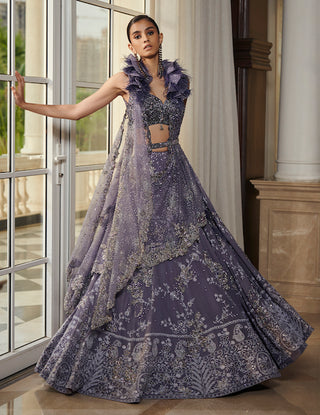 Dolly J-Nylah Blue Chikankari Chiffon Lehenga Set-INDIASPOPUP.COM