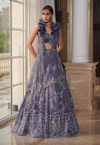 Dolly J-Nylah Blue Chikankari Chiffon Lehenga Set-INDIASPOPUP.COM