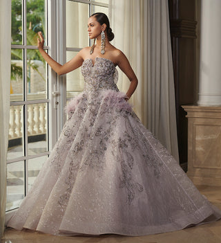 Dolly J-Estelle Pale Mauve Tulle Bridal Gown-INDIASPOPUP.COM