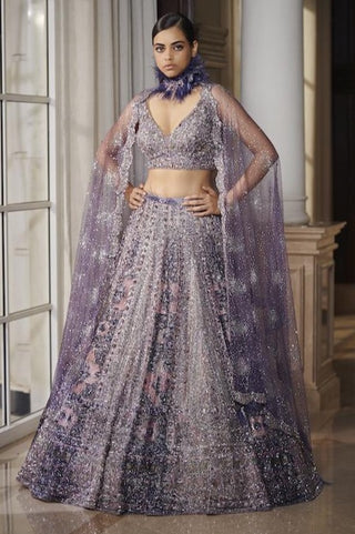 Dolly J-Soft Humor Berry Blue Bridal Lehenga Set-INDIASPOPUP.COM