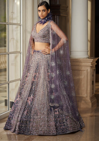 Dolly J-Soft Humor Berry Blue Bridal Lehenga Set-INDIASPOPUP.COM