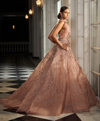 Dolly J-Primrose Salmon Pink Bridal Tulle Gown-INDIASPOPUP.COM